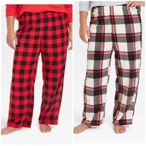 NWT 2 pairs womens Buffalo check plaid fleece pajama pants sz L